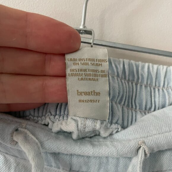 PrAna Podium Wide Leg Drawcord Mid Rise Casual Pull On Pants Light Blue Small - Picture 9 of 9